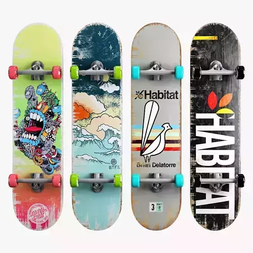 Skateboard set 004 3D model