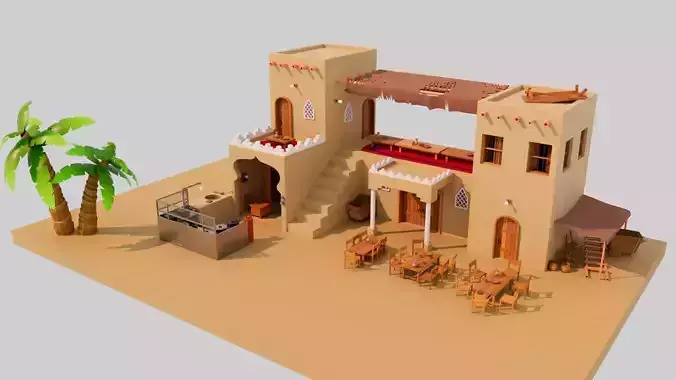Old Arabic Cartoonic Hotel
