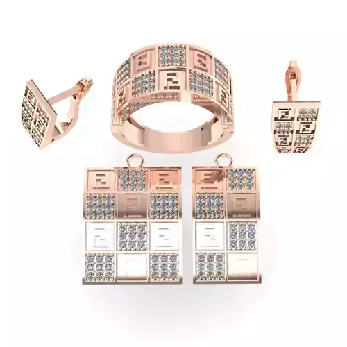 SET B606 rose gold jewelry with diamonds