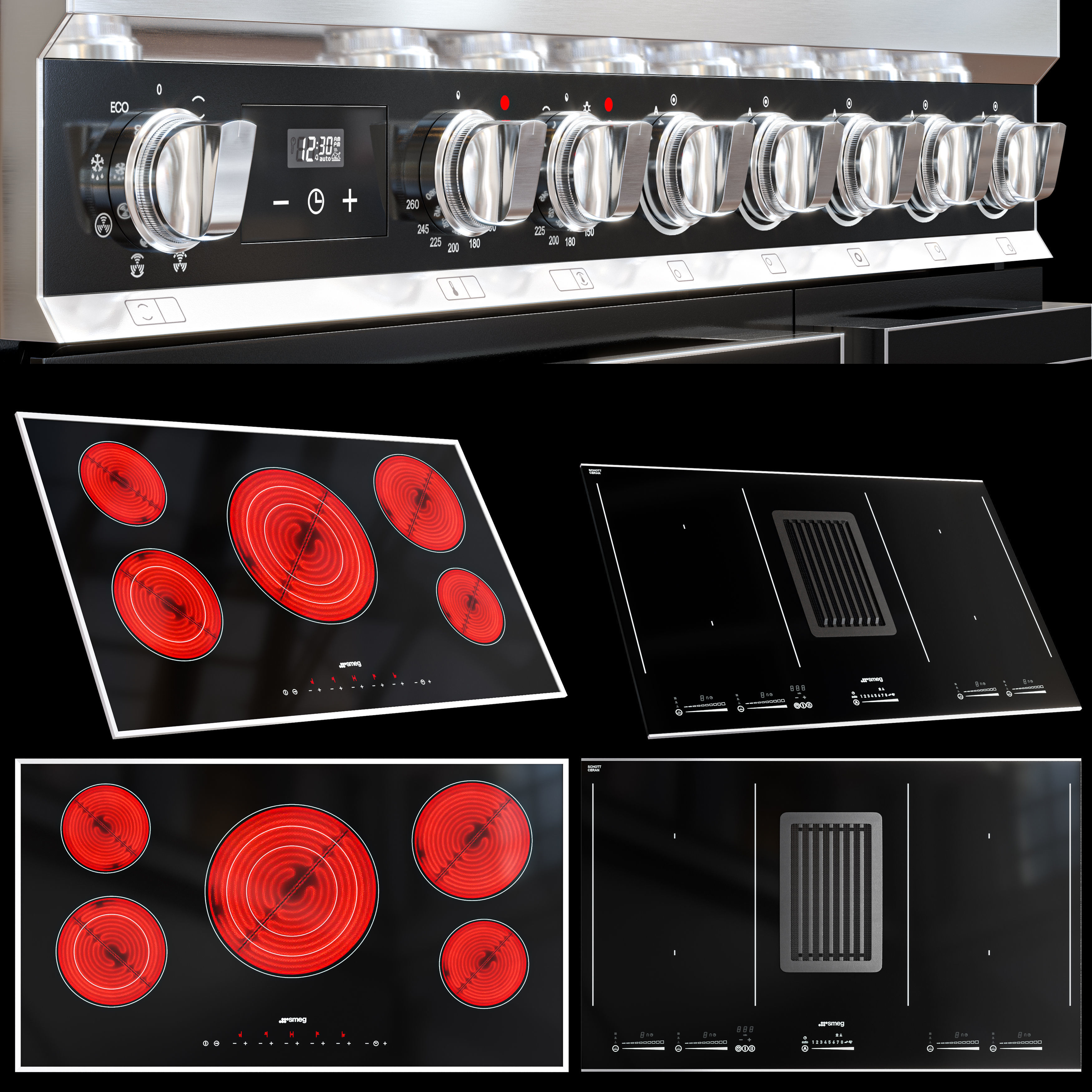 smeg range and cooktop Low-poly 3D model_12