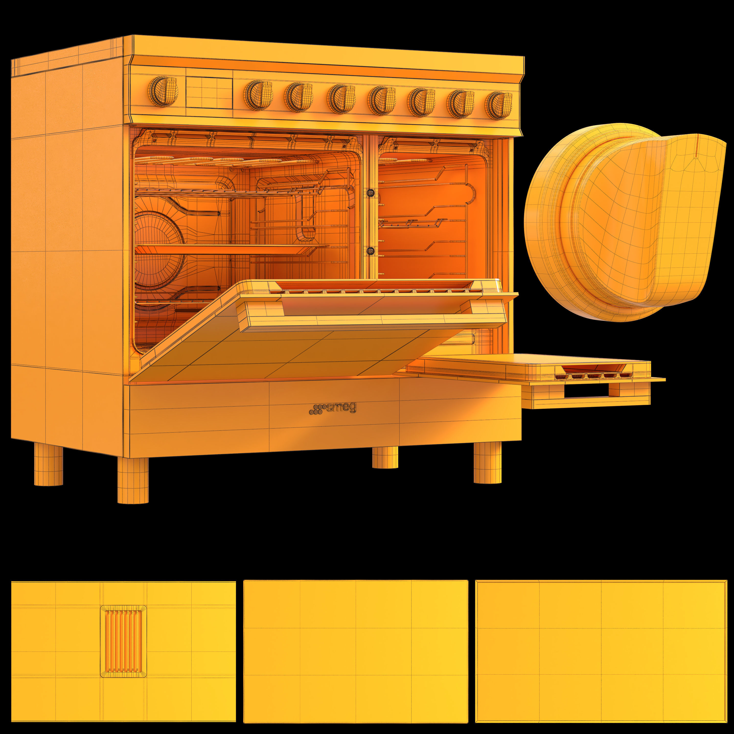 smeg range and cooktop Low-poly 3D model_16