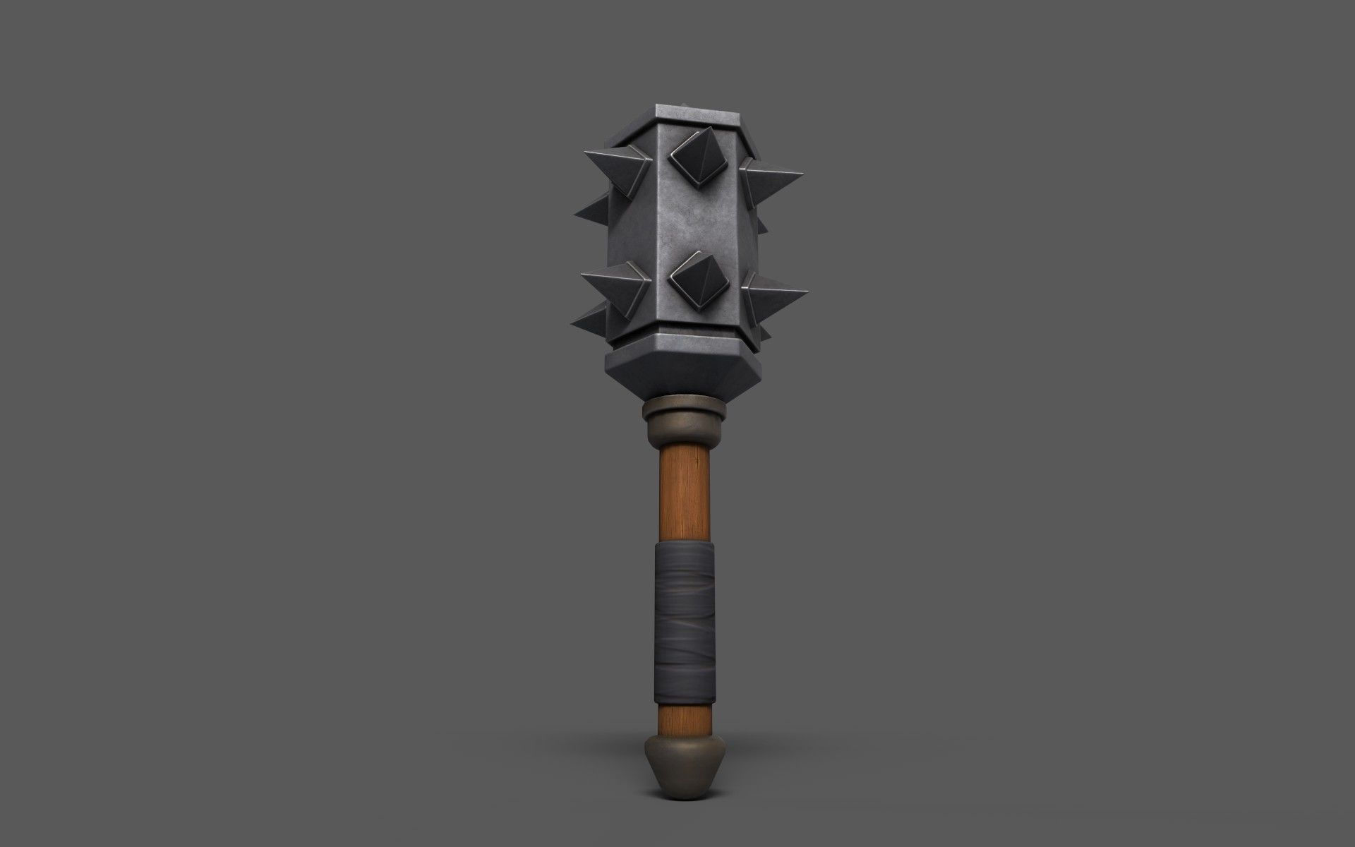 Maces weapon with spikes Low-poly 3D model_8