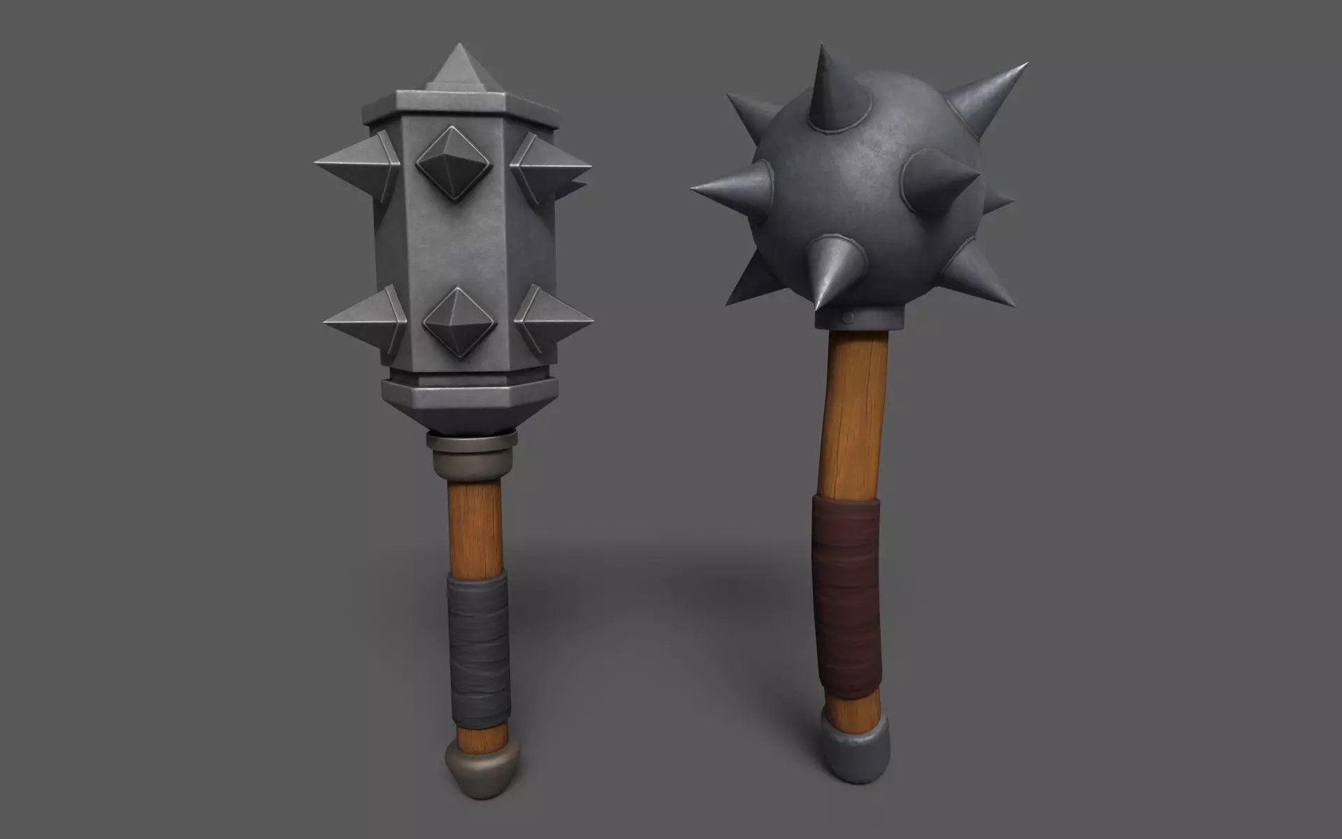 Maces weapon with spikes Low-poly 3D model_0