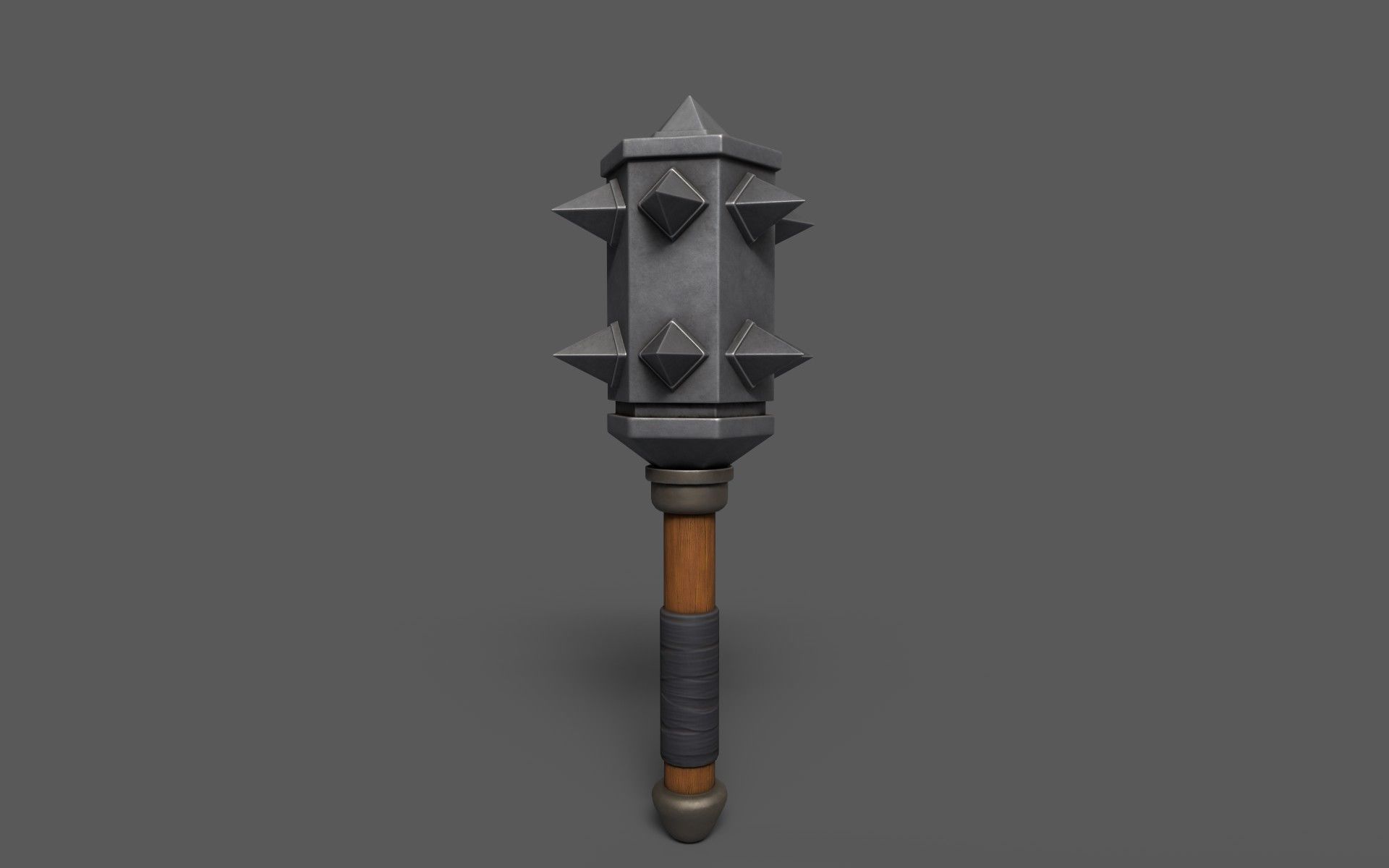 Maces weapon with spikes Low-poly 3D model_6