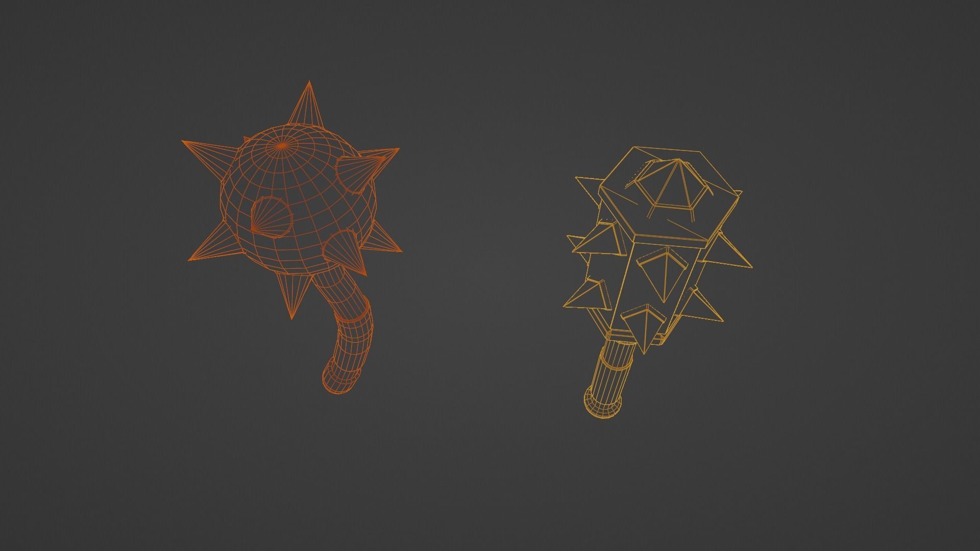 Maces weapon with spikes Low-poly 3D model_10