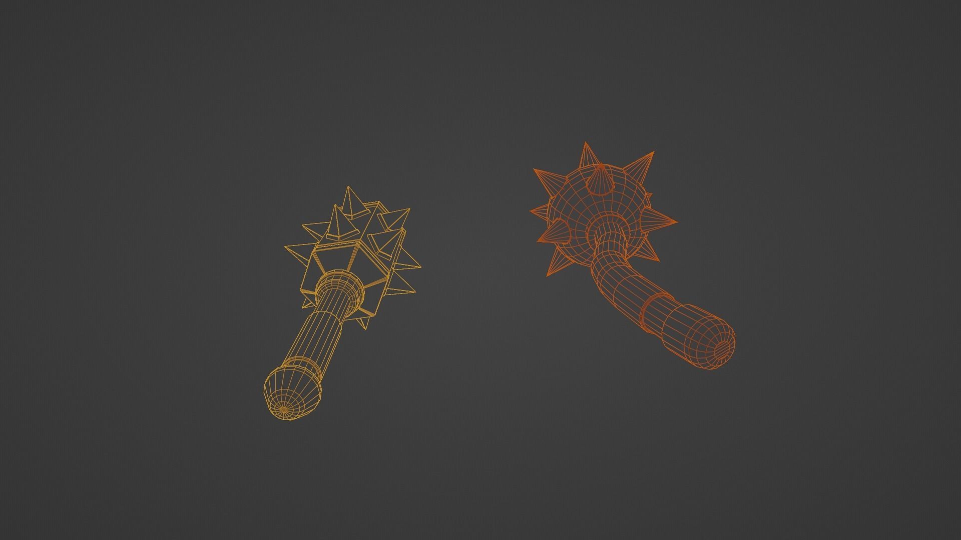 Maces weapon with spikes Low-poly 3D model_11