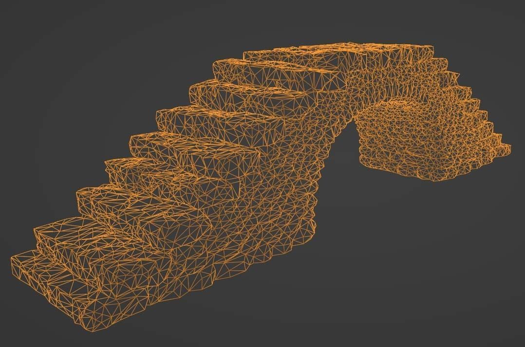 Cobblestone Bridge - Fantasy Medieval Low-Poly Pebble Footbridge Low-poly 3D model_6