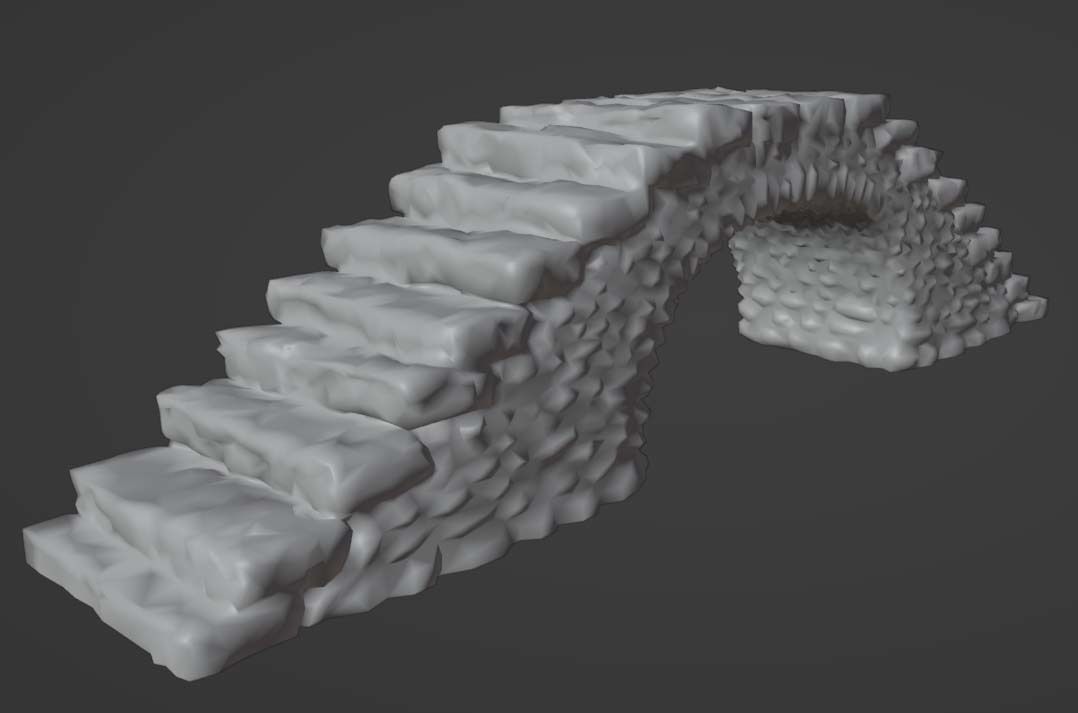 Cobblestone Bridge - Fantasy Medieval Low-Poly Pebble Footbridge Low-poly 3D model_4