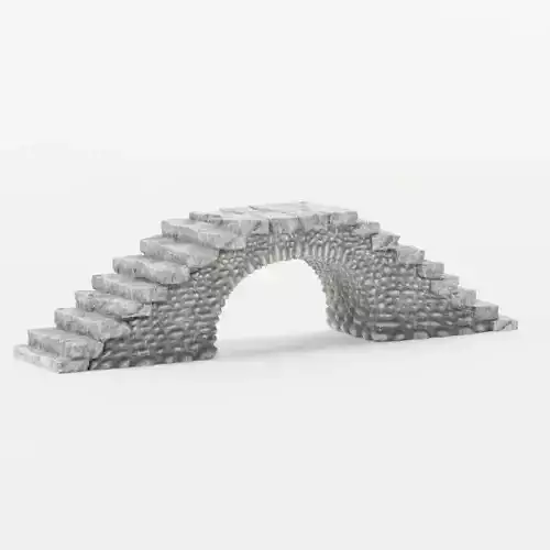 Cobblestone Bridge - Fantasy Medieval Low-Poly Pebble Footbridge Low-poly 3D model