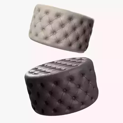 Couchette Round Ottoman in Biege and Black Low-poly 3D model