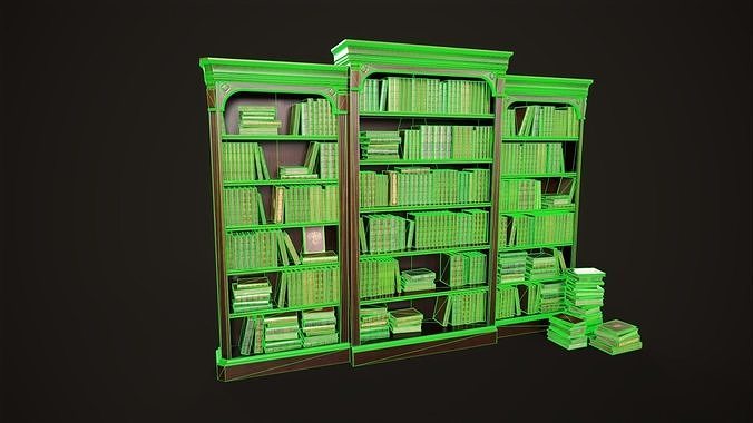 Vintage bookcase Low-poly 3D model 5