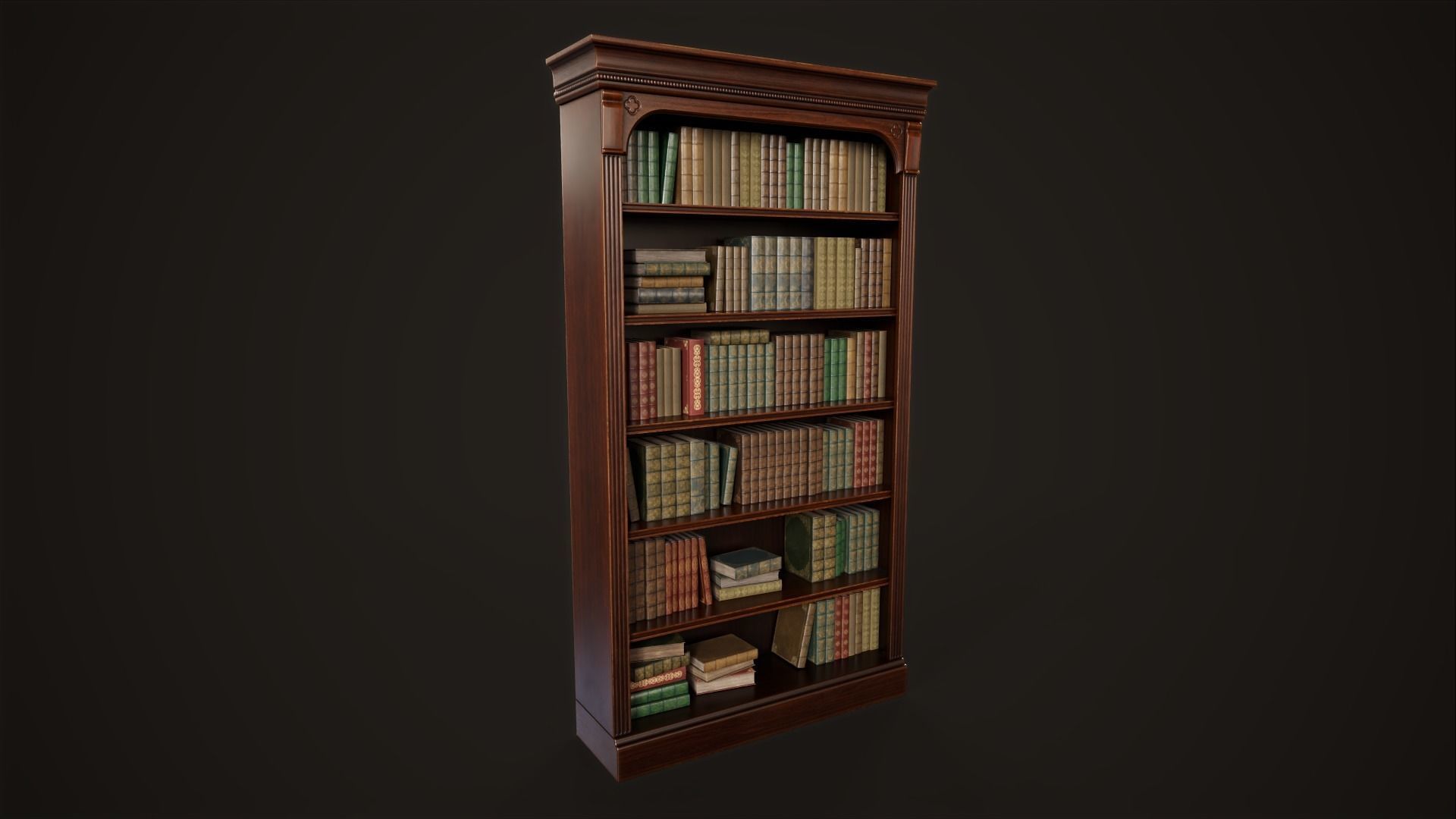 Vintage bookcase Low-poly 3D model_14