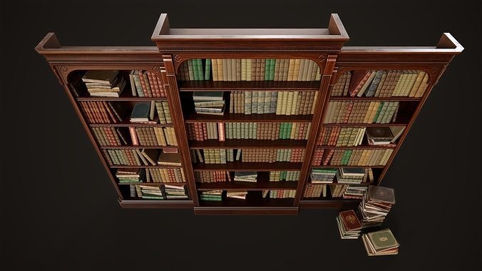 Vintage bookcase Low-poly 3D model 7