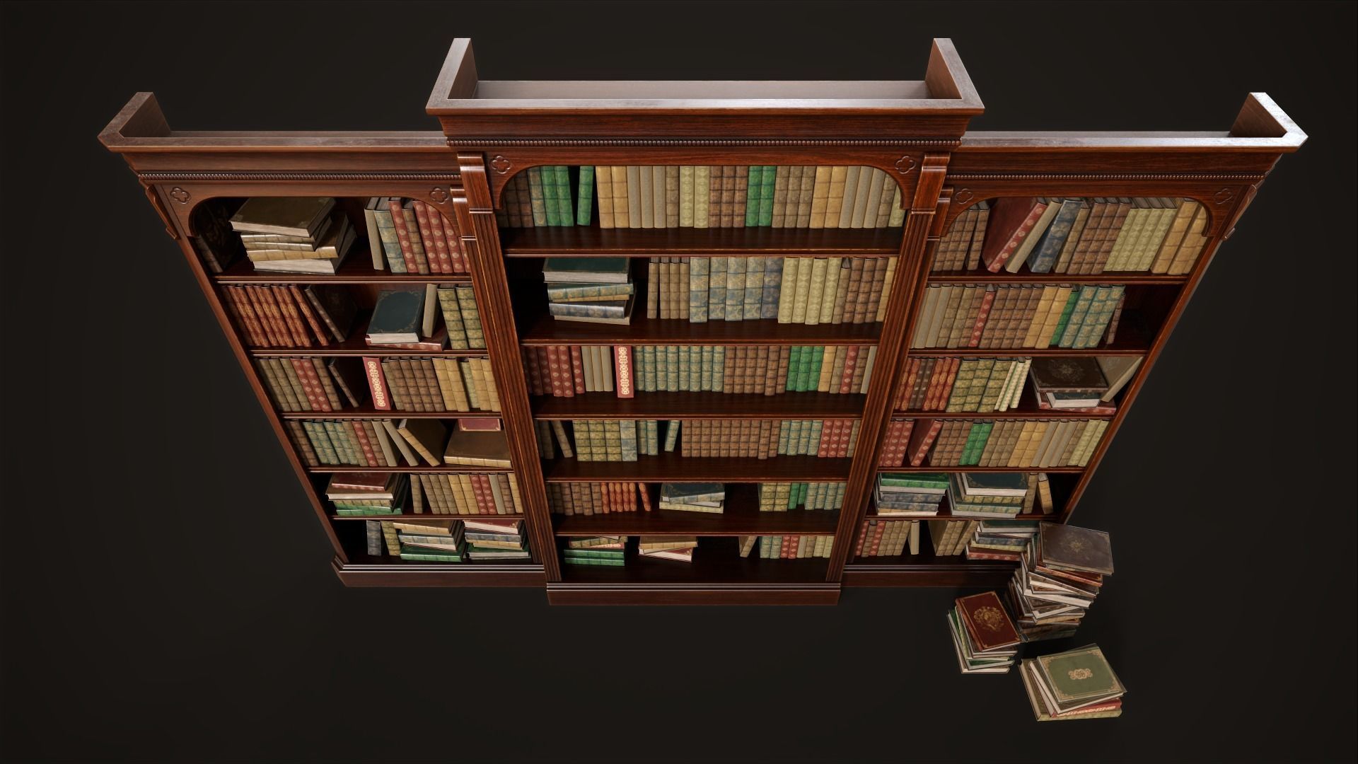 Vintage bookcase Low-poly 3D model_6