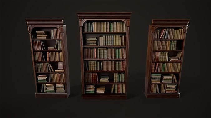 Vintage bookcase Low-poly 3D model 3