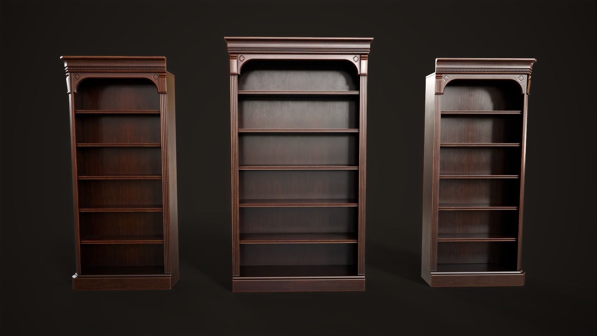 Vintage bookcase Low-poly 3D model_23
