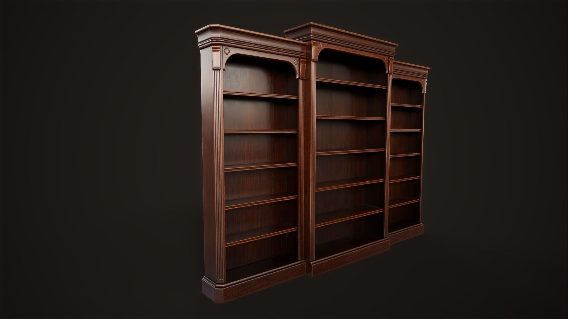 Vintage bookcase Low-poly 3D model_24