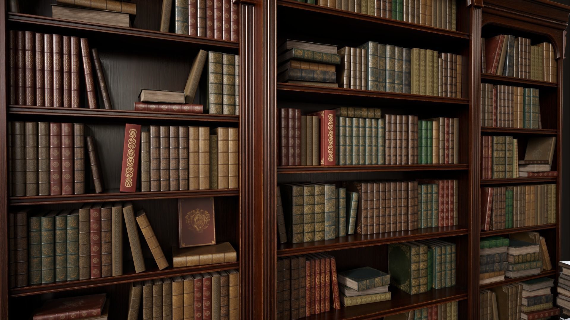 Vintage bookcase Low-poly 3D model_12