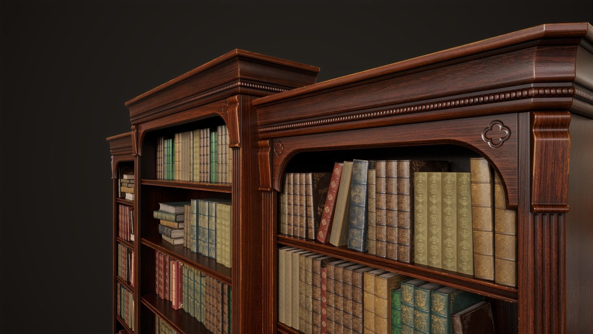 Vintage bookcase Low-poly 3D model_18