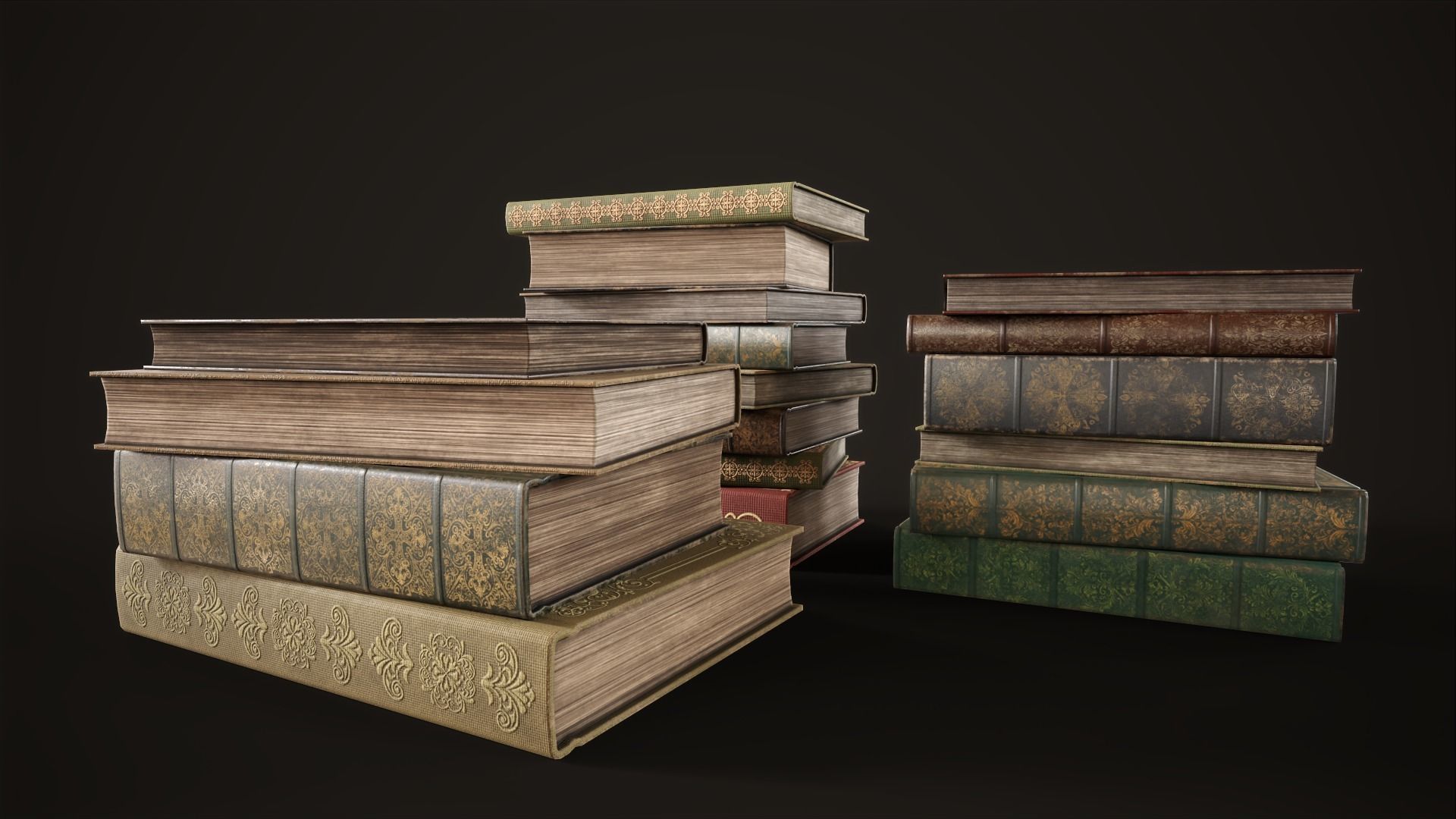 Vintage bookcase Low-poly 3D model_7