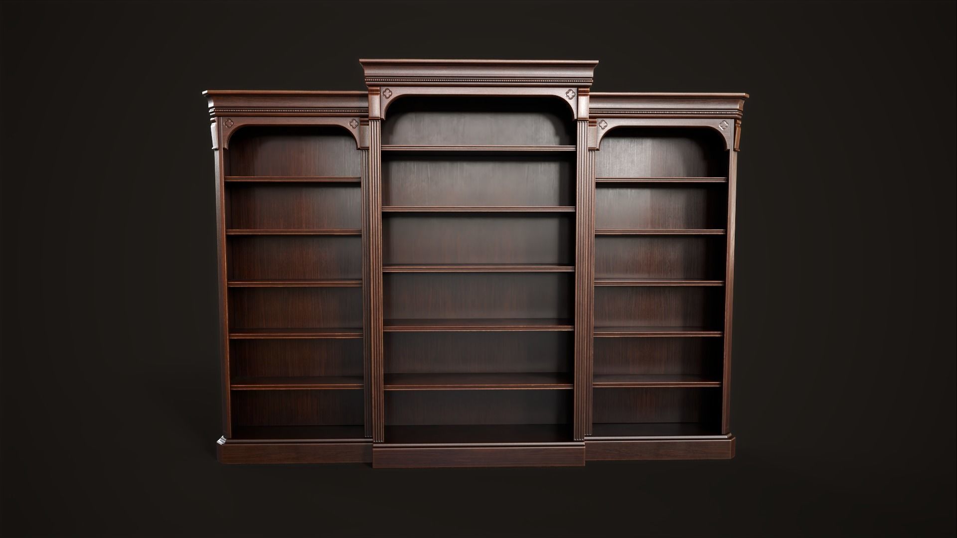 Vintage bookcase Low-poly 3D model_22
