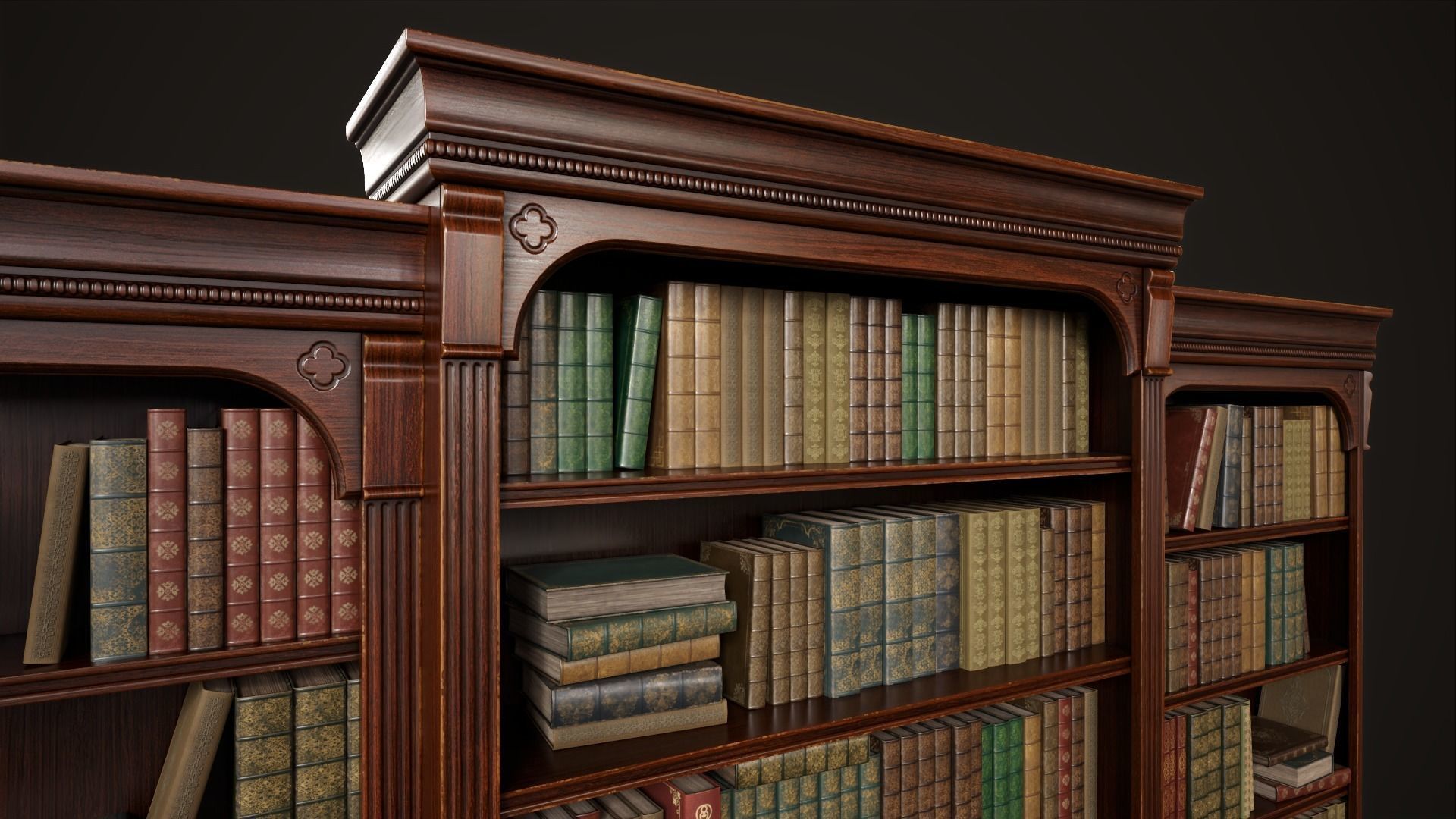 Vintage bookcase Low-poly 3D model_21