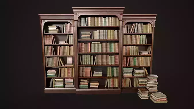 Vintage bookcase Low-poly 3D model