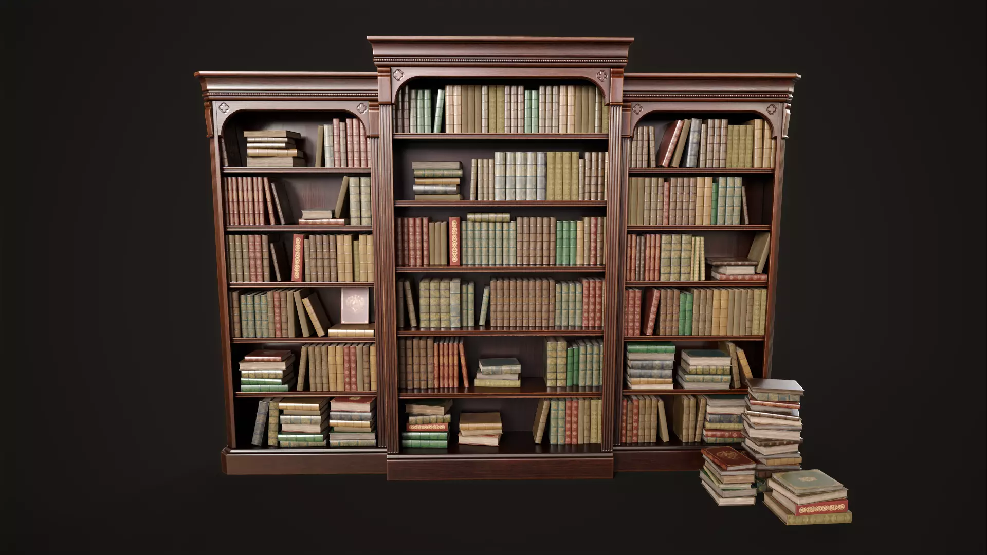 Vintage bookcase Low-poly 3D model_0