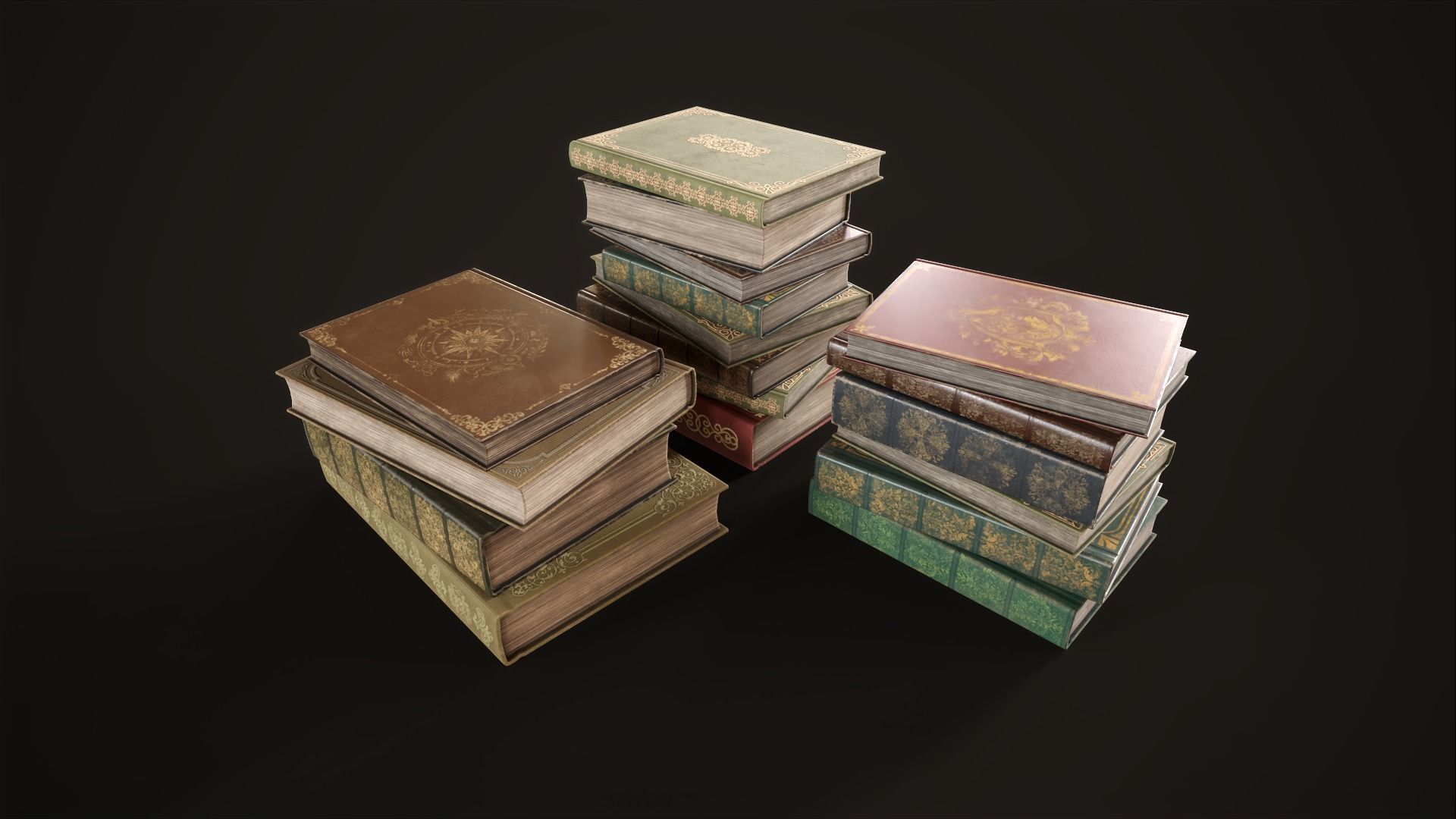 Vintage bookcase Low-poly 3D model_3