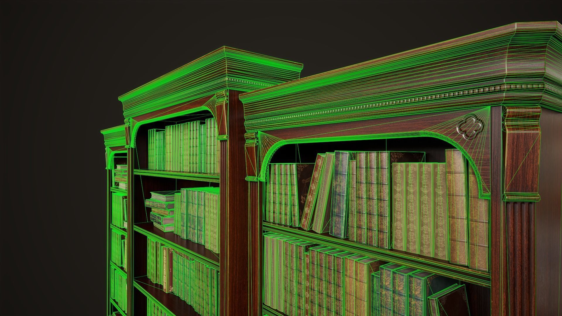 Vintage bookcase Low-poly 3D model_19
