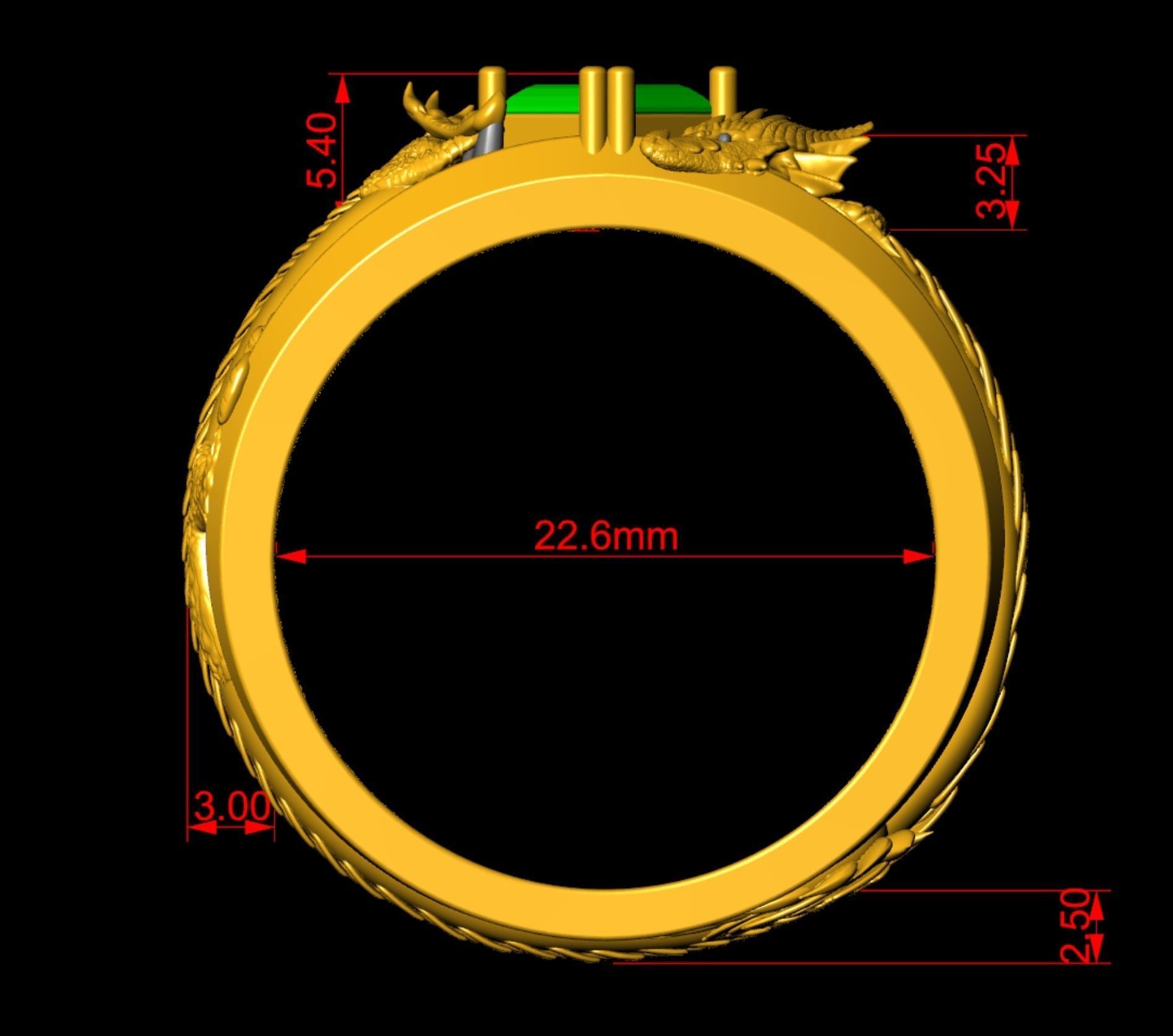 Dragon Signet Ring  3D print model_11