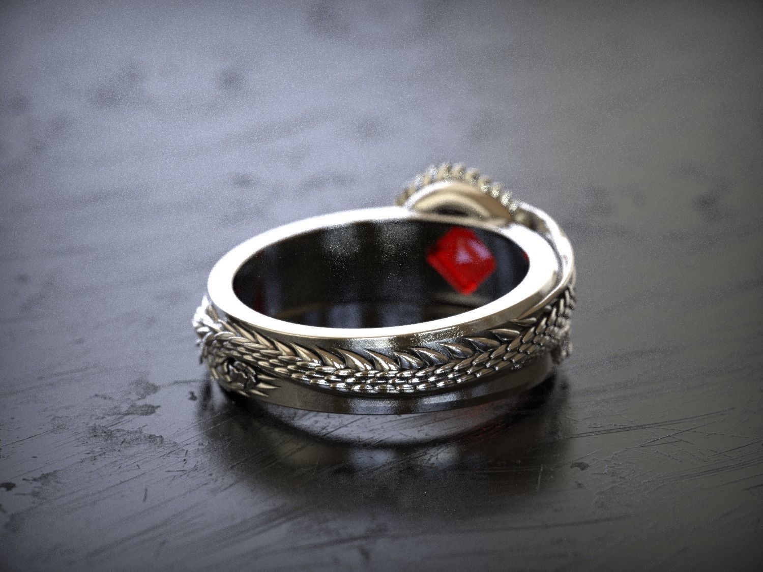 Dragon Signet Ring  3D print model_5