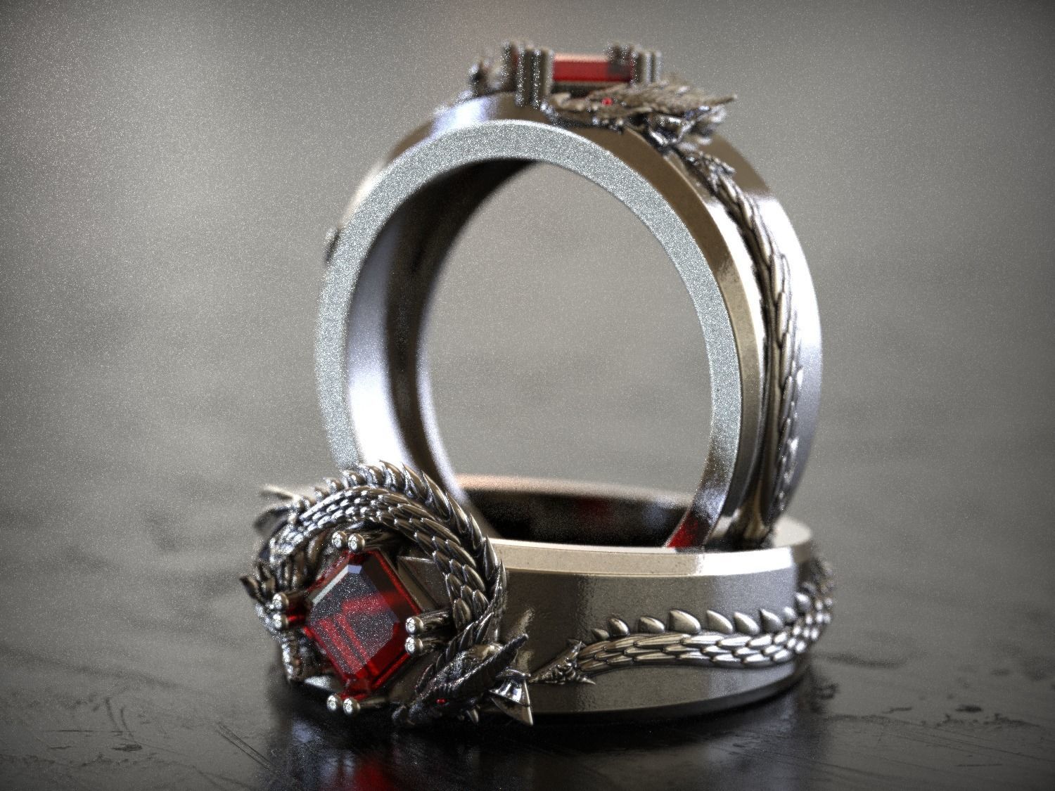 Dragon Signet Ring  3D print model_1