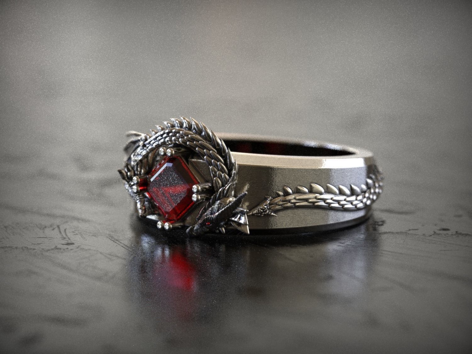 Dragon Signet Ring  3D print model_7