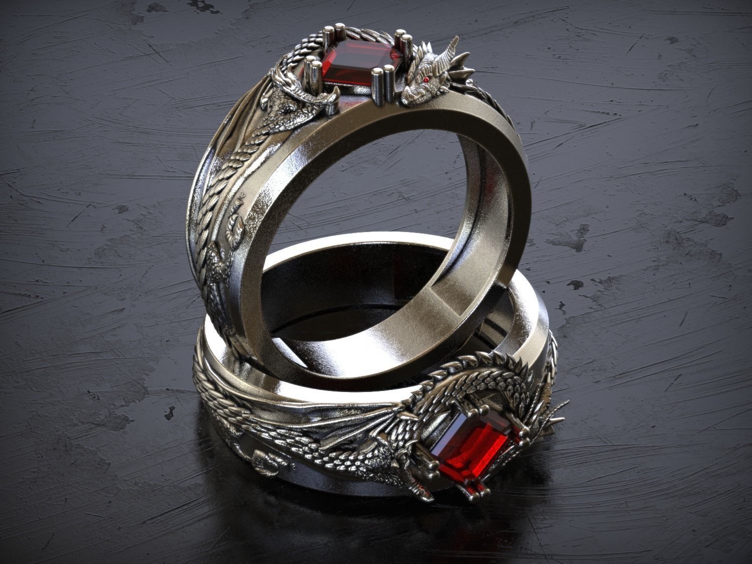 Dragon Signet Ring  3D print model_2