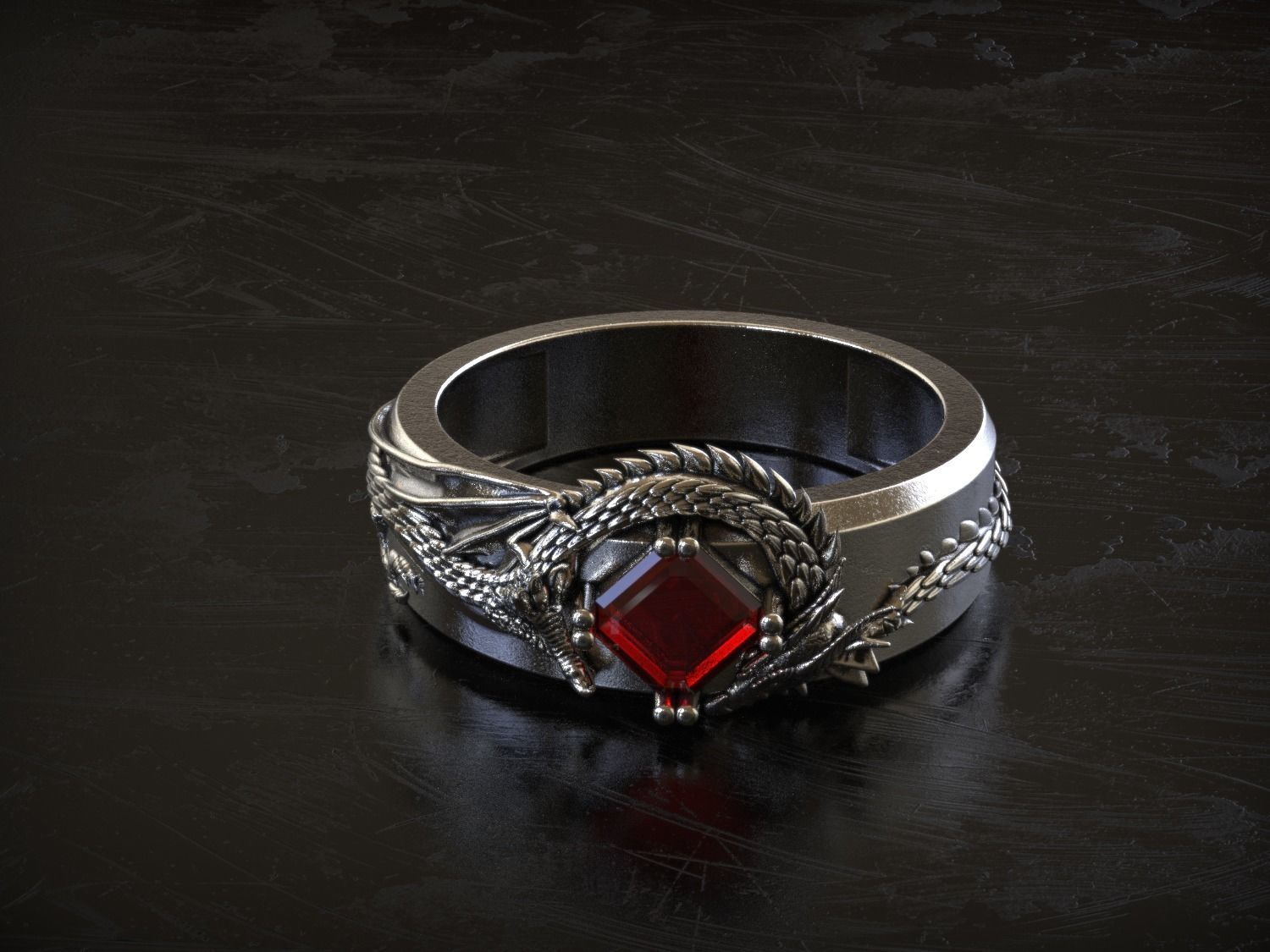 Dragon Signet Ring  3D print model_3