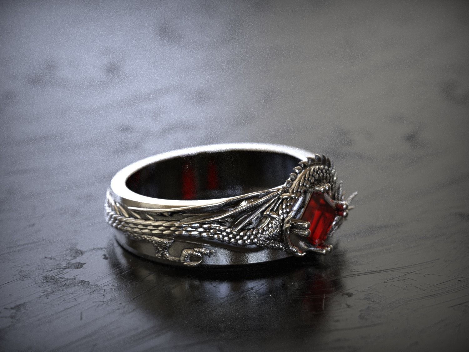 Dragon Signet Ring  3D print model_4