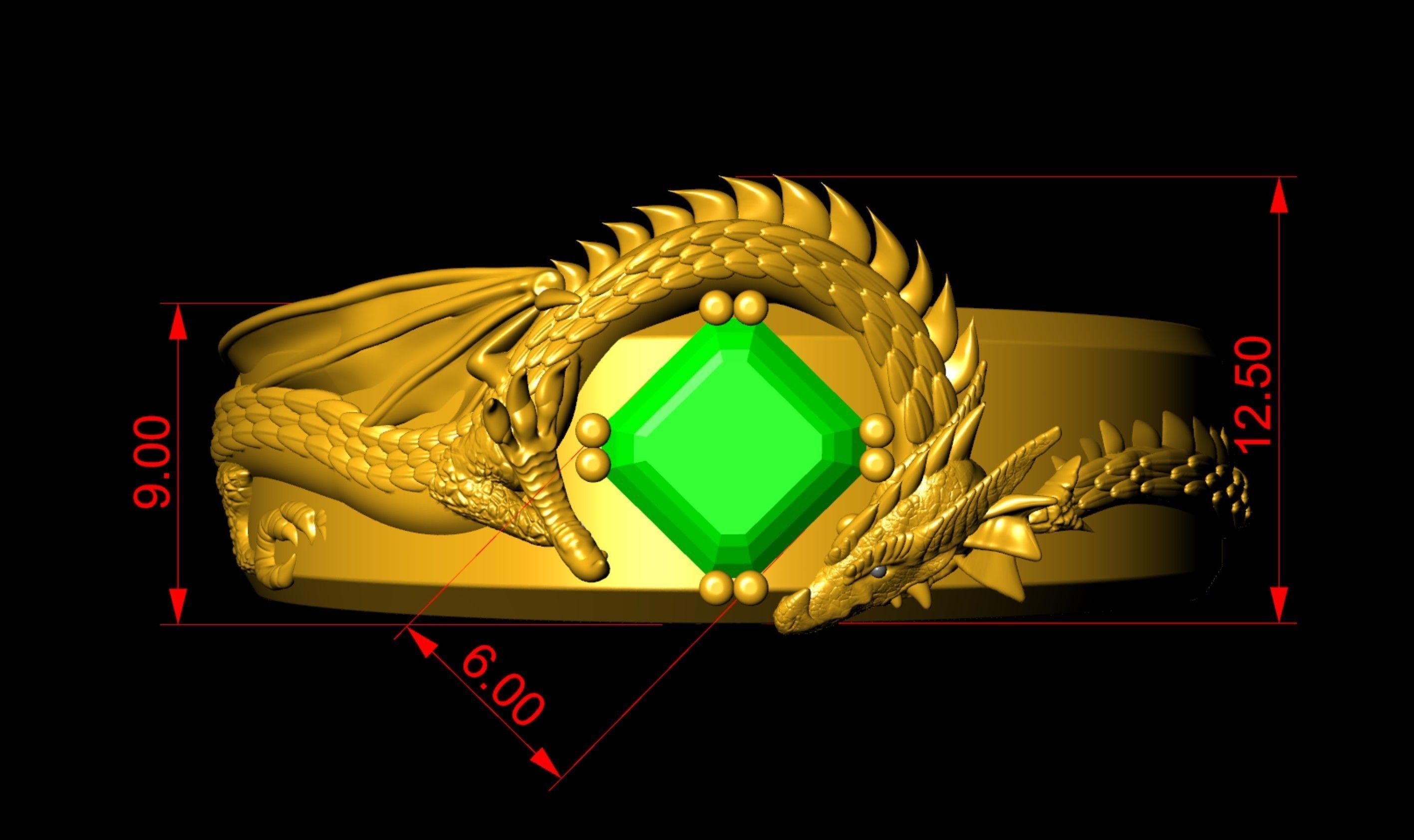 Dragon Signet Ring  3D print model_10