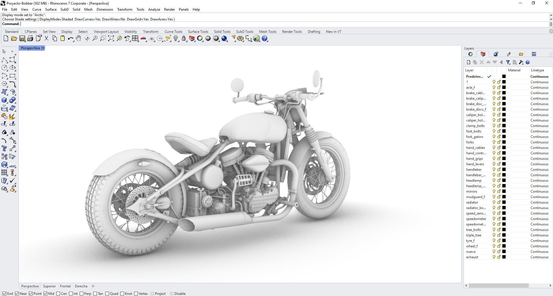 Bobber-style motorcycle 3D model_1