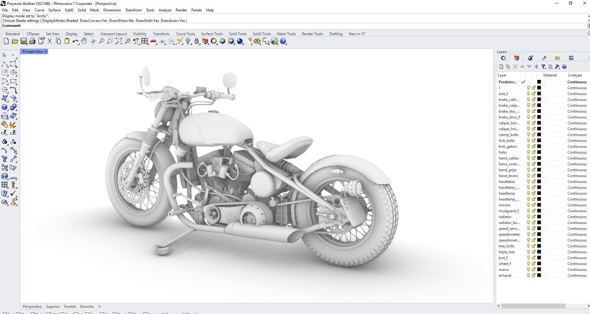 Bobber-style motorcycle 3D model_3