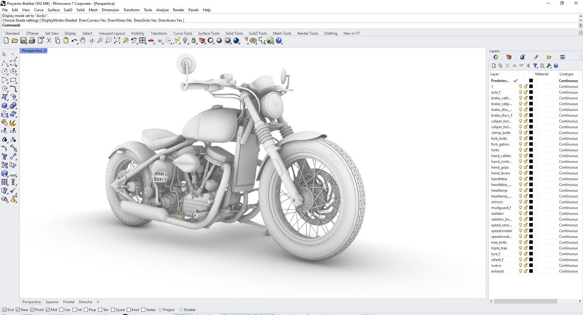 Bobber-style motorcycle 3D model_2