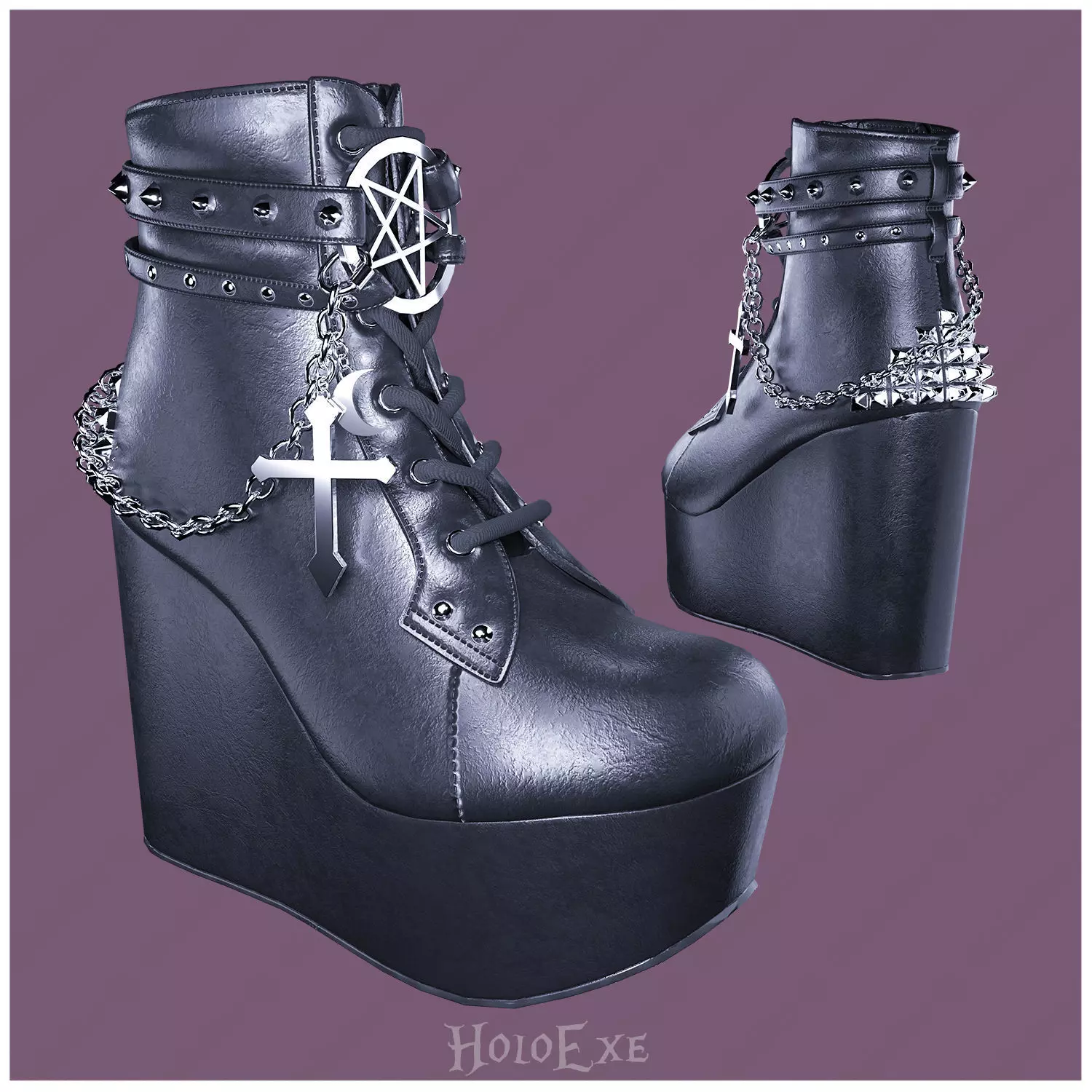 Poisse Platform Boots Low-poly 3D model