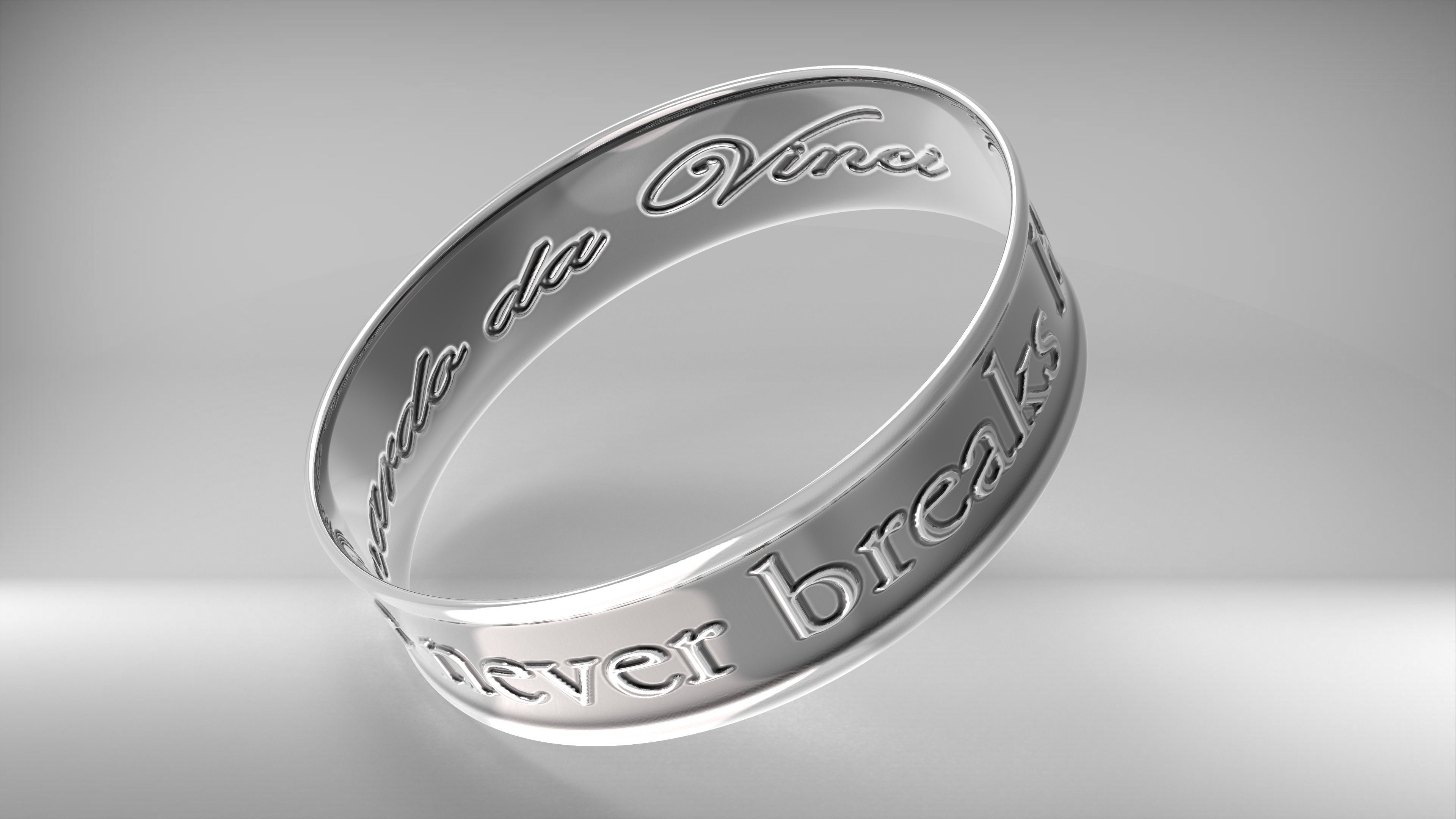 Leonardo da Vinci phrase ring STL 3D model for 3D printing 3D print model_2