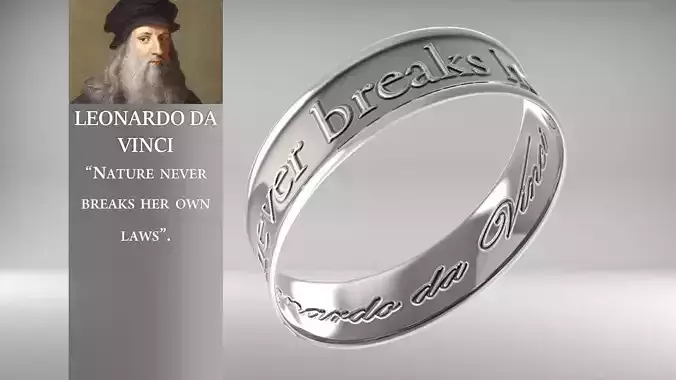 Leonardo da Vinci phrase ring STL 3D model for 3D printing 