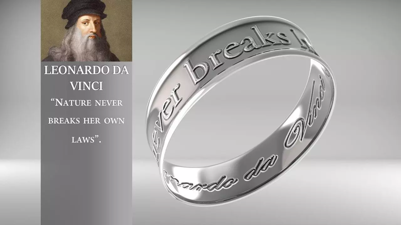 Leonardo da Vinci phrase ring STL 3D model for 3D printing 3D print model_0