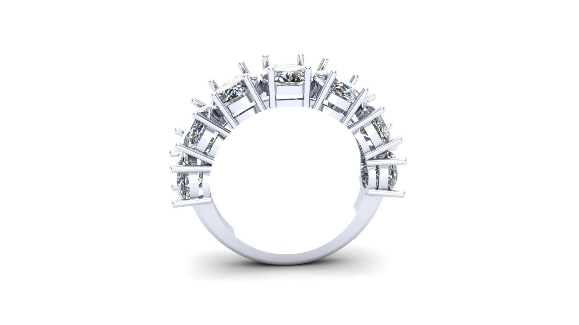 Meia alianca com pedras ovais 3D print model_1