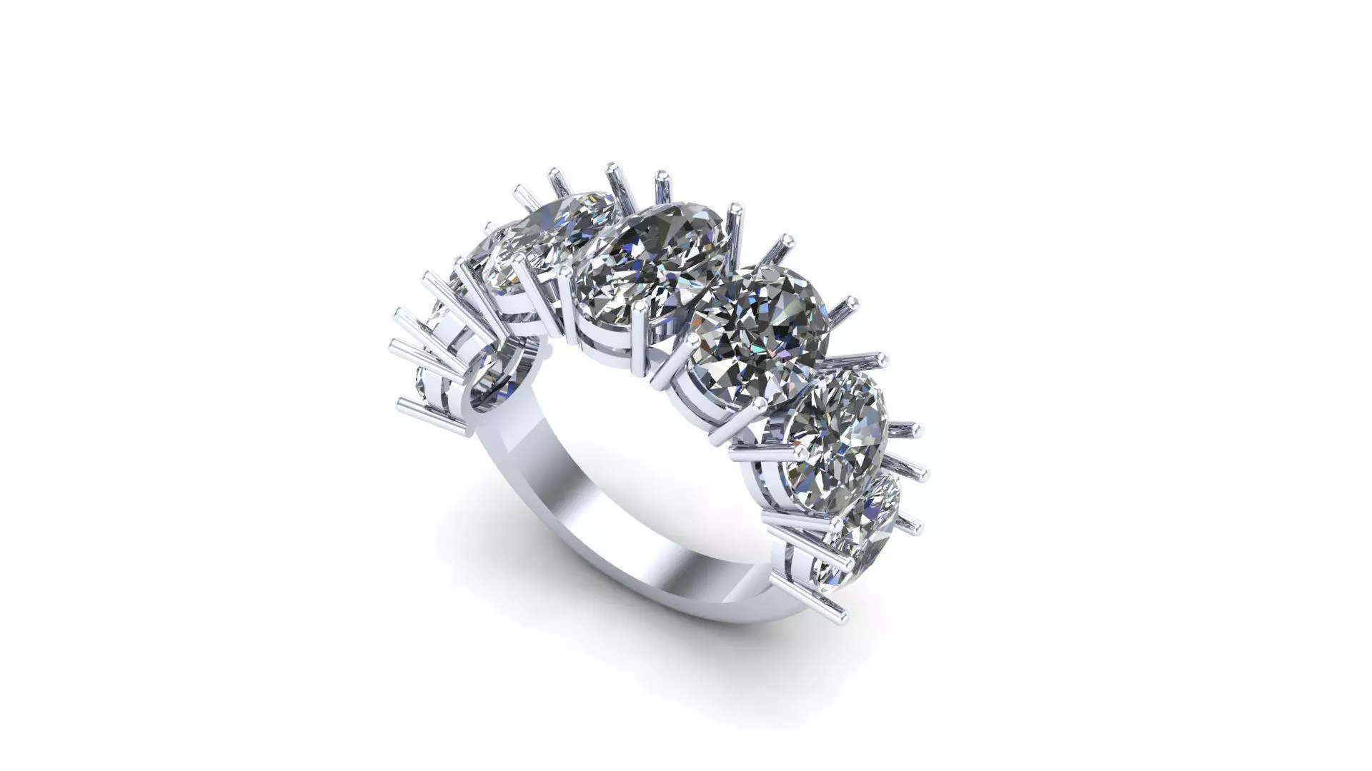 Meia alianca com pedras ovais 3D print model_0