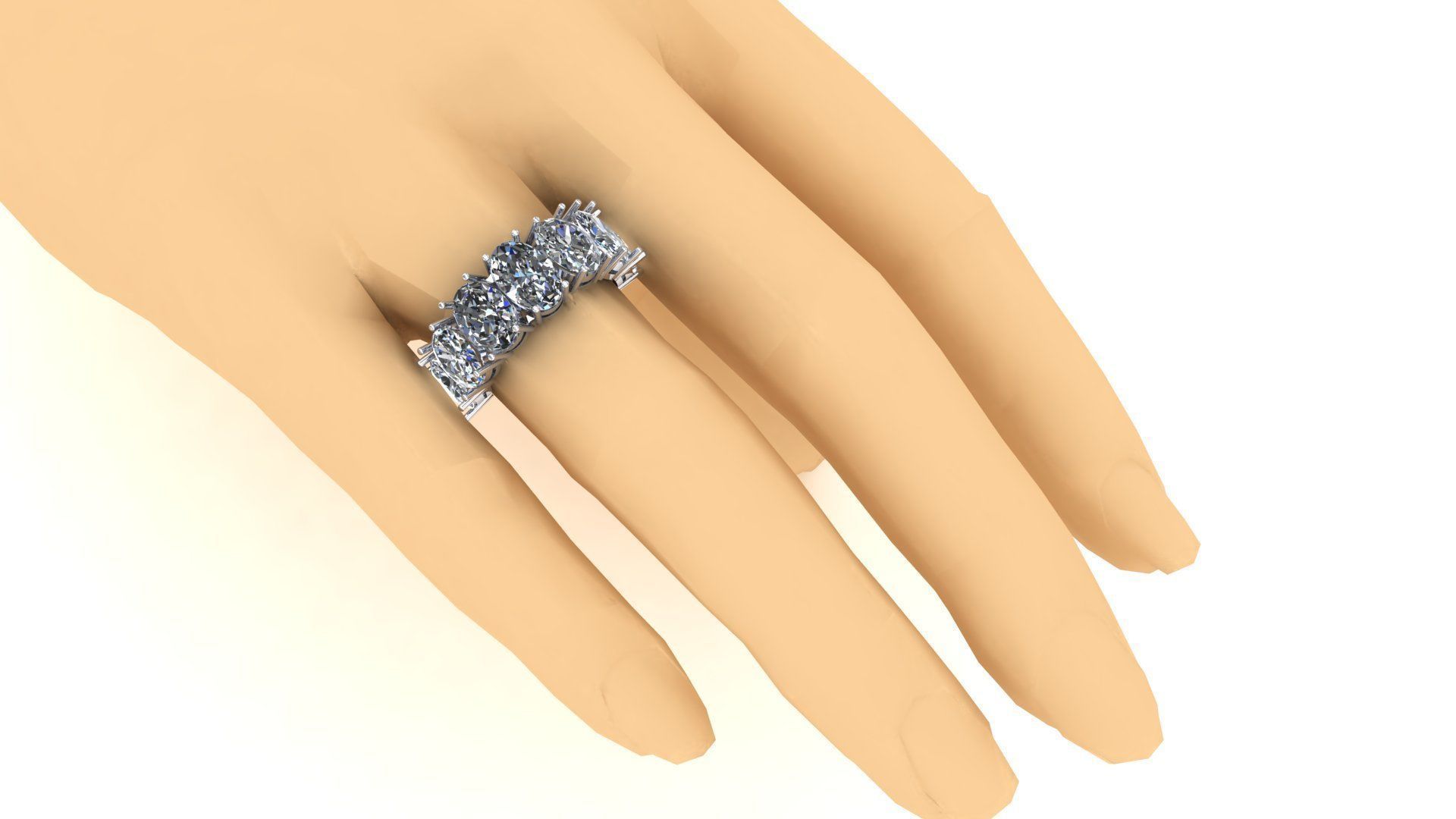 Meia alianca com pedras ovais 3D print model_2