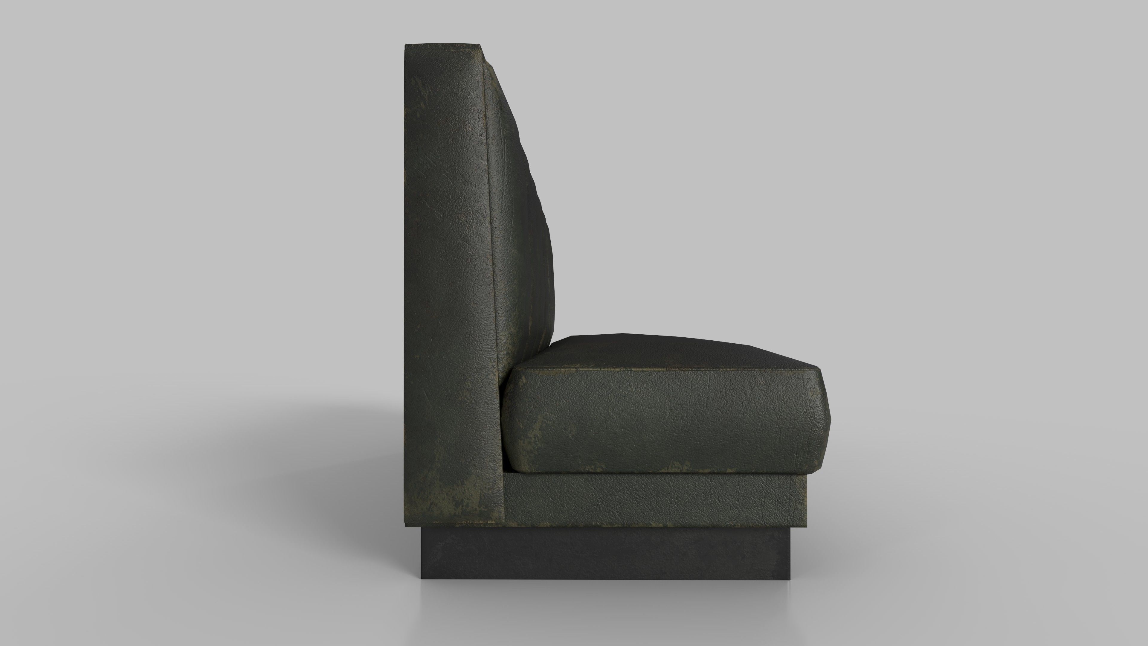 Old Diner Sofa - Retro Restaurant Leather Banquette Booth Low-poly 3D model_9