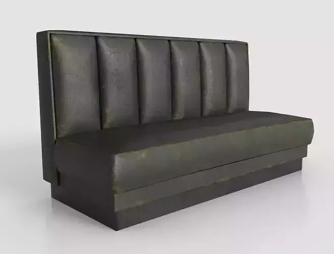 Old Diner Sofa - Retro Restaurant Leather Banquette Booth Low-poly 3D model